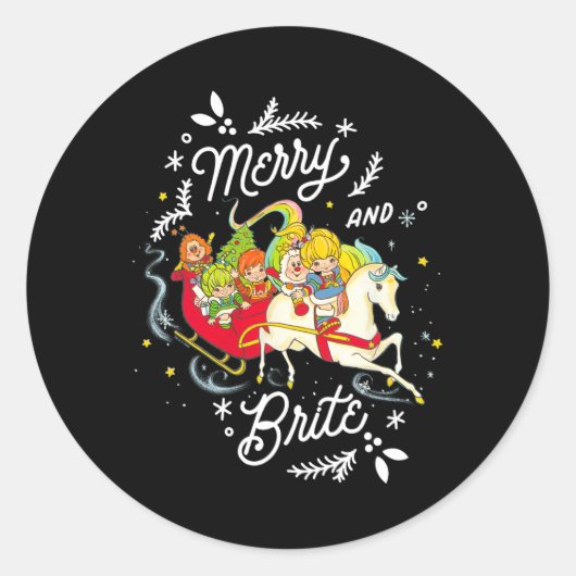 Sticker Rond Rainbow Brite Noël Joyeux Et Brite Sleigh Rid (Devant)