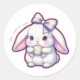Sticker Rond Rainbow Candy Bunny - Sweet Dreamy Treat Kawaii