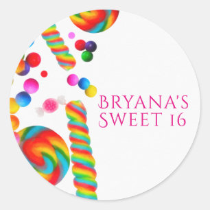 Sticker Rond Rainbow Candy Sweet Anniversaire Fête Favoriser Cu
