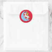 Sticker Rond Rainbow Celestial Blue Moon & Stars Unicorn (Sac)
