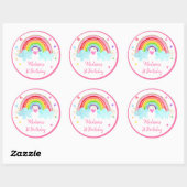 Sticker Rond Rainbow Cloud Hearts Or rose Anniversaire (Feuille)