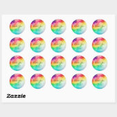 Sticker Rond Rainbow Colours Résumé Design Mariage Merci (Feuille)