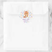 Sticker Rond Rainbow Confetti Cute Kitty fête d'anniversaire (Sac)