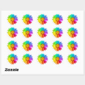 Sticker Rond Rainbow Daisy (Feuille)