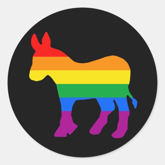 Sticker Rond Rainbow Democrat (Devant)