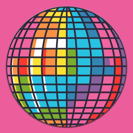 Sticker Rond Rainbow Disco Mirror Ball Danse Super fête funky