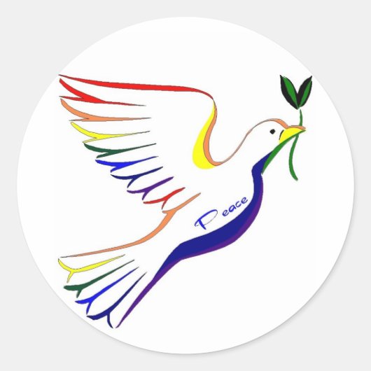 Sticker Rond Rainbow Dove (Devant)