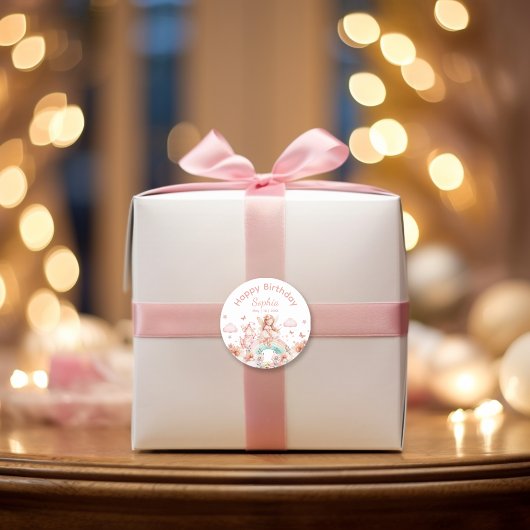 Sticker Rond Rainbow Fairy Girl Magic Teapot Anniversaire