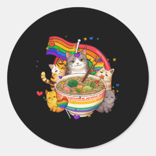 Sticker Rond Rainbow Flag Chats Ramen Anime Mois Gay pride Lgbt