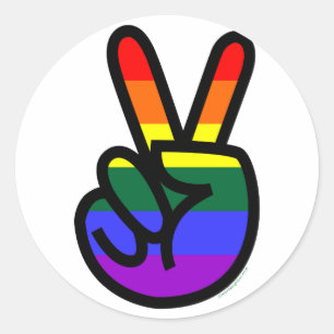 Sticker Rond Rainbow Flag Peace