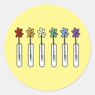 Sticker Rond Rainbow Flower and Beaker Scientifique