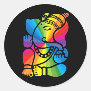 Sticker Rond Rainbow Ganesha