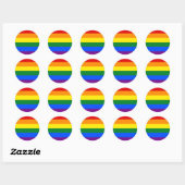 Sticker Rond Rainbow Gay Lesbian Trans Queer LGBTQ Pride drapea (Feuille)