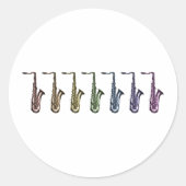 Sticker Rond Rainbow Gradient Tenor Saxophone Musical Pop Art (Devant)