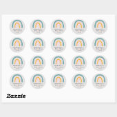 Sticker Rond Rainbow-Heart, Baby shower (Feuille)