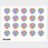 Sticker Rond Rainbow Heart Confetti (Feuille)