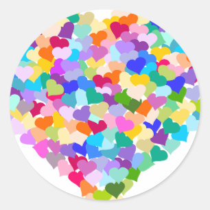 Sticker Rond Rainbow Heart Confetti