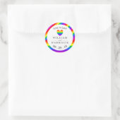 Sticker Rond Rainbow Heart Love is Love Mariage (Sac)