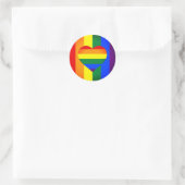 Sticker Rond Rainbow Heart & Pride Rainbow Flag / communauté LG (Sac)