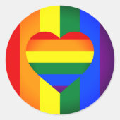Sticker Rond Rainbow Heart & Pride Rainbow Flag / communauté LG (Devant)