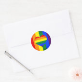 Sticker Rond Rainbow Heart & Pride Rainbow Flag / communauté LG (Enveloppe)