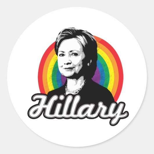 Sticker Rond Rainbow Hillary - LGBT Politics - (Devant)