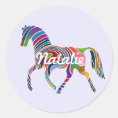 Sticker Rond Rainbow horse - personnalisé (Devant)