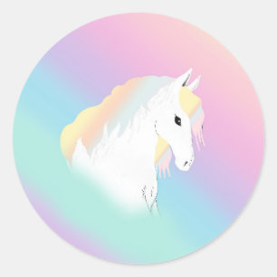 Sticker Rond Rainbow Horse Unicorn Equestrium Girly