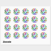 Sticker Rond Rainbow Horses - "Dotty about Horses !" (Feuille)