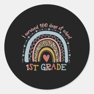 Sticker Rond Rainbow I Survived 100 Jours De 1ère Année