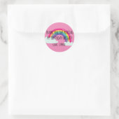 Sticker Rond Rainbow Joyeux Ballotin de fête d'anniversaire (Sac)