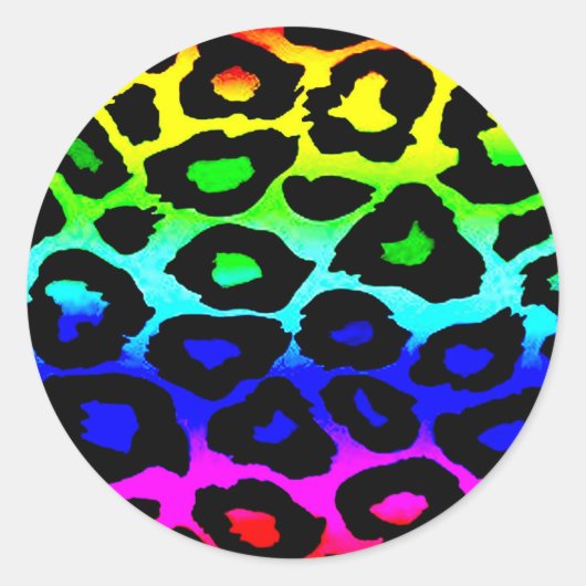 Sticker Rond rainbow_leopard_print modifié (Devant)