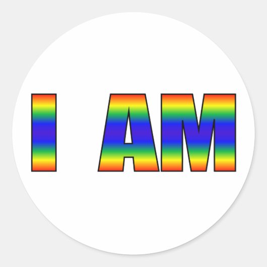 Sticker Rond Rainbow LGBTQ Pride I AM White Arrière - plan (Devant)
