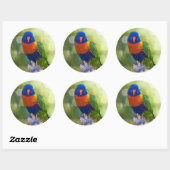 Sticker Rond Rainbow Lorikeet (Feuille)