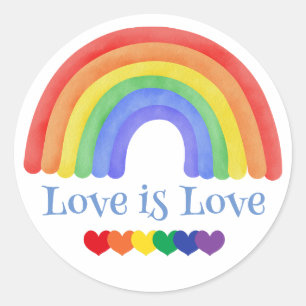 Sticker Rond Rainbow Love est l'amour coloré
