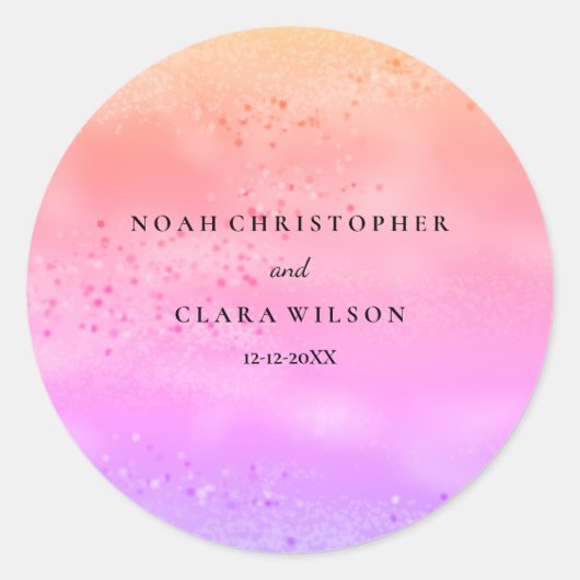 Sticker Rond Rainbow Mariage Colorful l'amour tendance est rose (Devant)