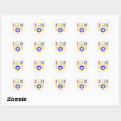 Sticker Rond Rainbow Menorah (Feuille)
