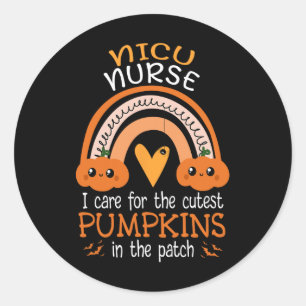 Sticker Rond Rainbow Nicu Nurse Citrouilles Cutest Dans Le Patc