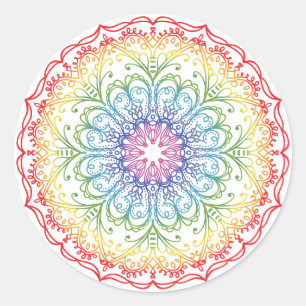 Sticker Rond Rainbow Ombre Mandala