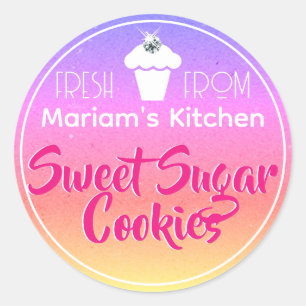 Sticker Rond Rainbow Ombre Pastel Rhinestone Pâtisserie Étiquet