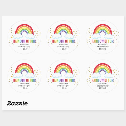Sticker Rond Rainbow Party (Feuille)