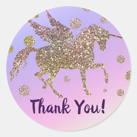 Sticker Rond Rainbow Pastel Gold Dots Unicorn Anniversaire (Devant)