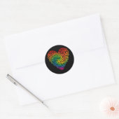 Sticker Rond Rainbow Peace Heart (Enveloppe)