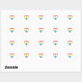 Sticker Rond Rainbow Peace Heart Pride LGBT (Feuille)