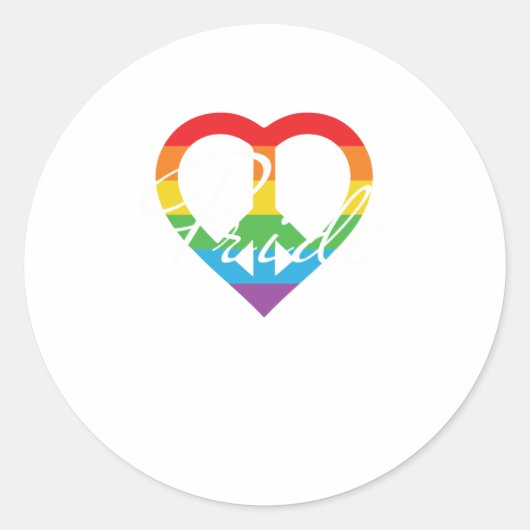Sticker Rond Rainbow Peace Heart Pride LGBT (Devant)