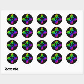 Sticker Rond Rainbow Peace Heart Zia (Feuille)
