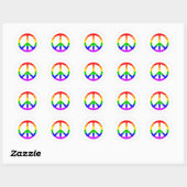 Sticker Rond Rainbow Peace Sign (Feuille)