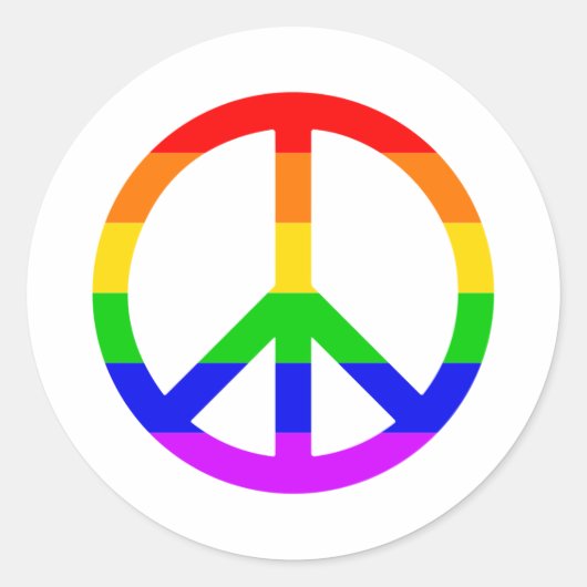 Sticker Rond Rainbow Peace Sign (Devant)