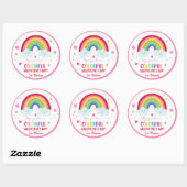 Sticker Rond Rainbow Pink Gold Hearts Saint-Valentin (Feuille)
