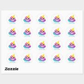 Sticker Rond Rainbow Poop Emoji (Feuille)